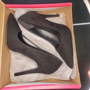 Charlotte Russe 4" Black Suede Pointed Toe Heels